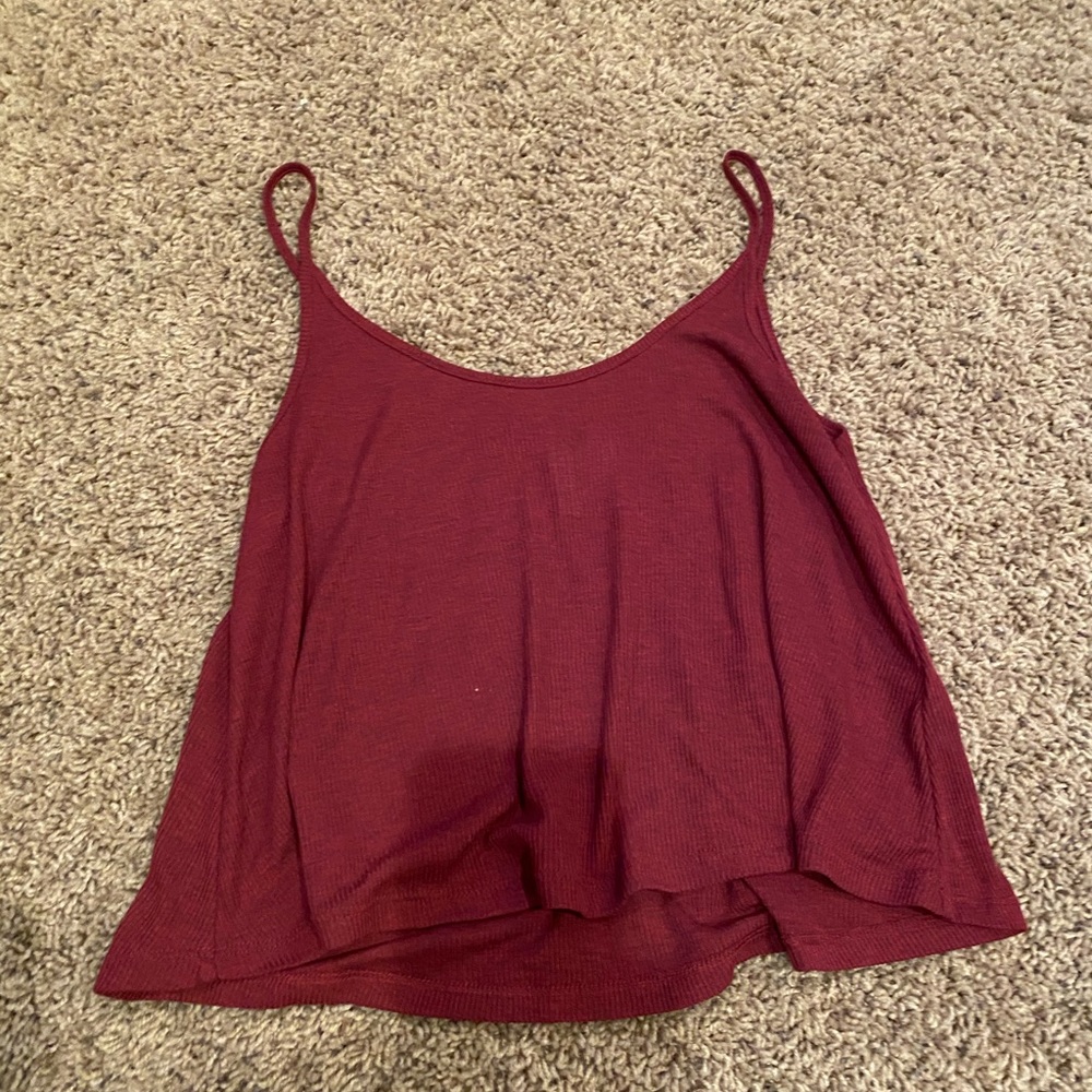 maroon Ribbed tank - Picture 2 of 3